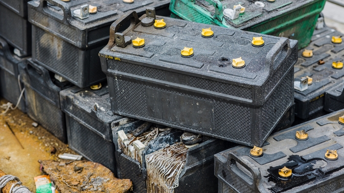 Baterias de lítio que serão recicladas