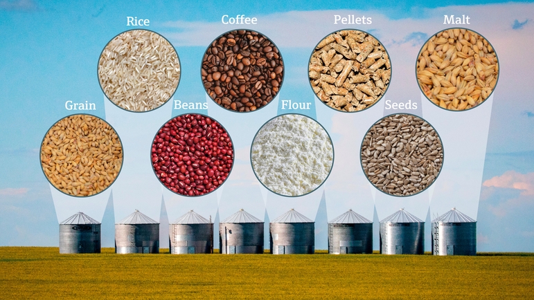 Silo de alimentos com produtos orgânicos exemplares podem ser armazenados